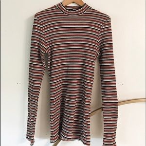 OAK + FORT mock neck stripe ribbed long sleeve!